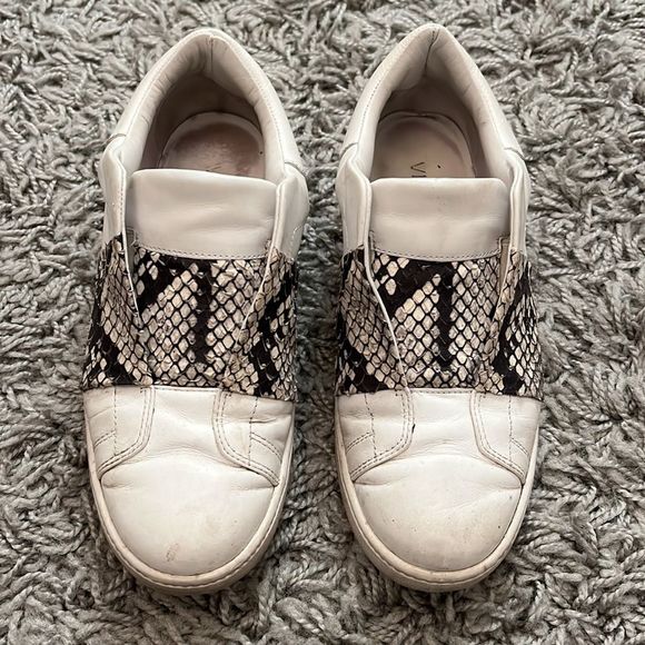 🔵 Vince “Vista” White and Python Leather Sneakers - Picture 2 of 8